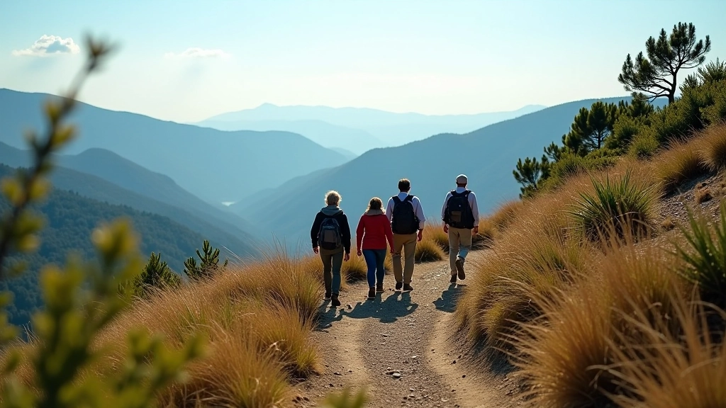 Gruppo di escursionisti che camminano insieme sul sentiero